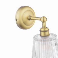 Laura Ashley Callaghan Bathroom Wall Light Matt Antique Brass and Ribbed Glass IP44