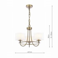 Laura Ashley Southwell 3 Light Armed Pendant Antique Brass and Opal Glass
