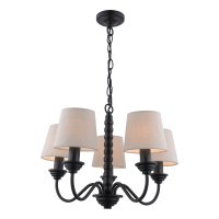 Laura Ashley Norbury 5 Light Armed Pendant Matt Black with Shade