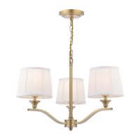 Laura Ashley Hemsley 3 Light Armed Pendant Matt Antique Brass with Shade