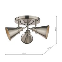 Laura Ashley Rufus 3 Light Plate Spotlight Industrial Nickel