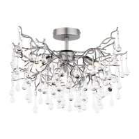Laura Ashley Willow 3 Light Semi-Flush Satin Pewter and Crystal