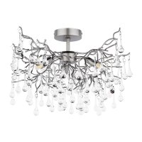 Laura Ashley Willow 3 Light Semi-Flush Satin Pewter and Crystal