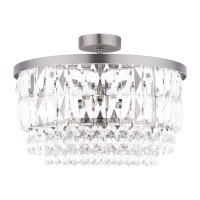 Laura Ashley Rhosill 3 Light Semi-Flush Crystal and Aged Pewter