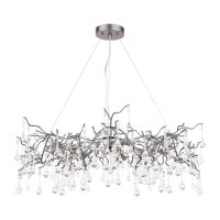 Laura Ashley Willow 5 Light Pendant Satin Pewter and Crystal
