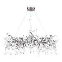 Laura Ashley Willow 5 Light Pendant Satin Pewter and Crystal