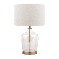 Laura Ashley Ockley Table Lamp Antique Brass and Champagne Glass with Shade