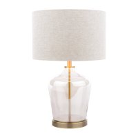 Laura Ashley Ockley Table Lamp Antique Brass and Champagne Glass with Shade