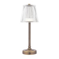 Laura Ashley Callaghan Table Lamp Matt Antique Brass and Ribbed Glass LED