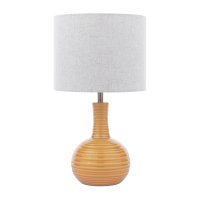 Laura Ashley Padley Table Lamp Yellow Ceramic and Antique Brass with Shade