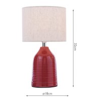 Laura Ashley Penny Table Lamp Red Ceramic and Polished Chrome with Shade (Twin Pack)