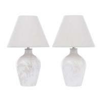 Laura Ashley Pussywillow Table Lamp Cream Ceramic and Polished Chrome with Shade (Twin Pack)
