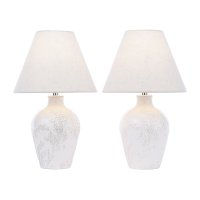 Laura Ashley Pussywillow Table Lamp Cream Ceramic and Polished Chrome with Shade (Twin Pack)