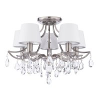 Laura Ashley Enstone 5 Light Semi-Flush Polished Nickel and Crystal with Shade