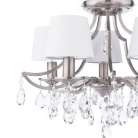 Laura Ashley Enstone 5 Light Semi-Flush Polished Nickel and Crystal with Shade