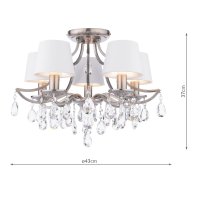 Laura Ashley Enstone 5 Light Semi-Flush Polished Nickel and Crystal with Shade