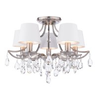 Laura Ashley Enstone 5 Light Semi-Flush Polished Nickel and Crystal with Shade