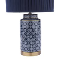 Laura Ashley Knipton Table Lamp Blue Ceramic and Antique Brass with Shade