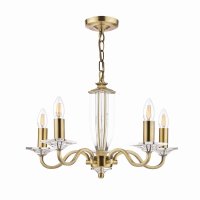Laura Ashley Carson 5lt Chandelier Cut Glass & Antique Brass