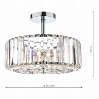 Laura Ashley Fernhurst 3lt Semi Flush Polished Chrome Glass