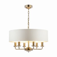 Laura Ashley Sorrento 6 Light Pendant Antique Brass with Ivory Shade