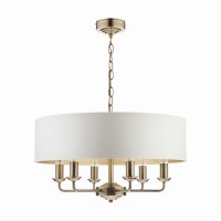 Laura Ashley Sorrento 6 Light Pendant Antique Brass with Ivory Shade