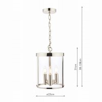 Laura Ashley Selbourne 3lt Lantern Polished Nickel Glass