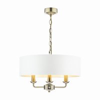 Laura Ashley Sorrento 3 Light Shadelier Antique Brass with Ivory Shade