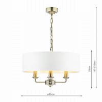 Laura Ashley Sorrento 3 Light Shadelier Antique Brass with Ivory Shade