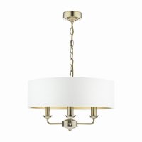 Laura Ashley Sorrento 3 Light Shadelier Antique Brass with Ivory Shade