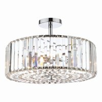Laura Ashley Fernhurst 4lt Semi Flush Polished Chrome Glass