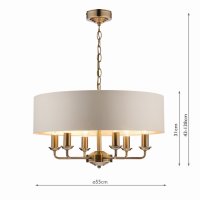 Laura Ashley Sorrento 6 Light Pendant Antique Brass with Ivory Shade