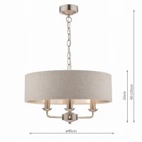 Laura Ashley Sorrento 3 Light Pendant Satin Nickel with Natural Shade