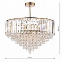Laura Ashley Vienna 5lt Semi Flush Crystal & Antique Brass