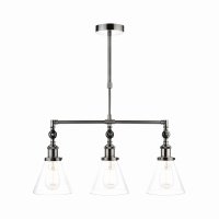 Laura Ashley Isaac 3lt Bar Pendant Satin Nickel Glass