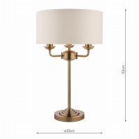 Laura Ashley Sorrento 3 Light Table Lamp Antique Brass with Ivory Shade