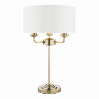 Laura Ashley Sorrento 3 Light Table Lamp Antique Brass with Ivory Shade