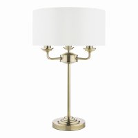 Laura Ashley Sorrento 3 Light Table Lamp Antique Brass with Ivory Shade