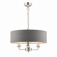 Laura Ashley Sorrento 3 Light Shadelier Polished Nickel with Charcoal Grey Shade