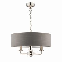 Laura Ashley Sorrento 3 Light Shadelier Polished Nickel with Charcoal Grey Shade