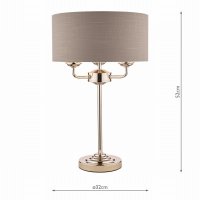 Laura Ashley Sorrento 3 Light Table Lamp Polished Nickel with Charcoal Grey Shade