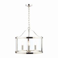 Laura Ashley Harrington 3lt Pendant Polished Nickel Glass