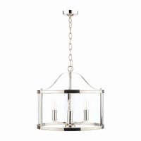 Laura Ashley Harrington 3lt Pendant Polished Nickel Glass