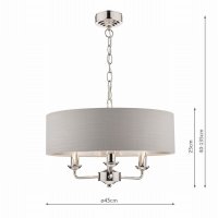 Laura Ashley Sorrento 3 Light Shadelier Polished Nickel with Silver Shade