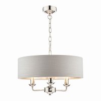 Laura Ashley Sorrento 3 Light Shadelier Polished Nickel with Silver Shade