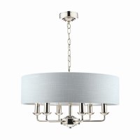 Laura Ashley Sorrento 6 Light Pendant Polished Nickel with Silver Shade