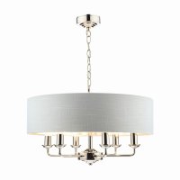 Laura Ashley Sorrento 6 Light Pendant Polished Nickel with Silver Shade
