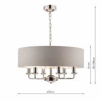 Laura Ashley Sorrento 6 Light Pendant Polished Nickel with Silver Shade