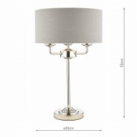 Laura Ashley Sorrento 3 Light Table Lamp Polished Nickel with Silver Shade