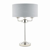 Laura Ashley Sorrento 3 Light Table Lamp Polished Nickel with Silver Shade